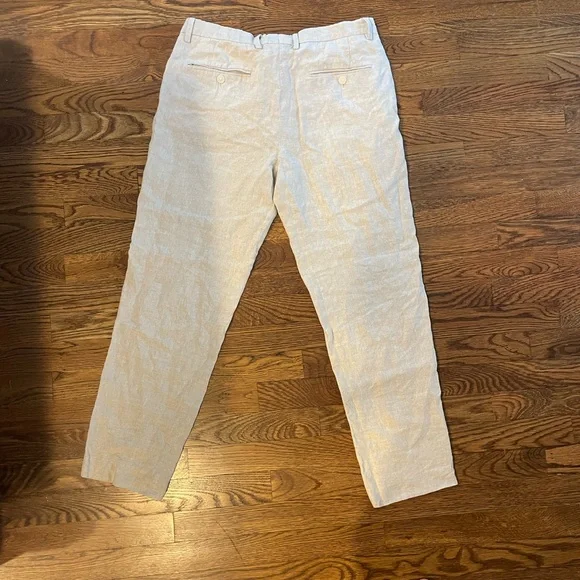 Zara Cream Linen Trousers - Picture 2 of 4